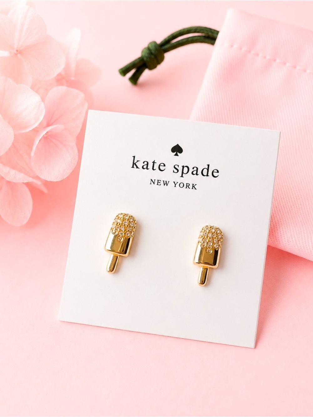 kate spade Gold Crystal Popsicle Stud Earrings
